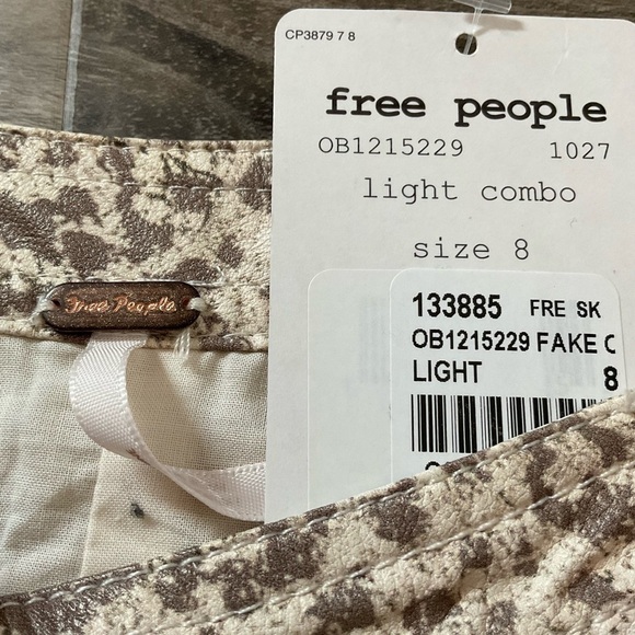 Free People Fake Out Faux Wrap Skirt in Light Combo Leopard Print Faux Leather 8 - Picture 3 of 6